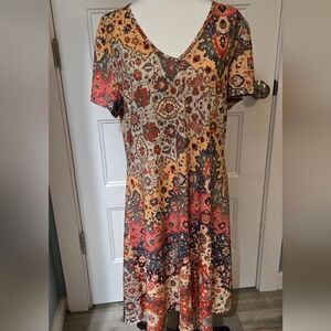 Floral Multicolor V-Neck Dress